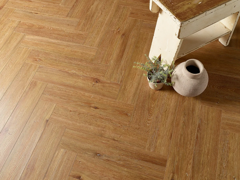 Gingerbread Oak SPC Rigid Core Click Vinyl Herringbone