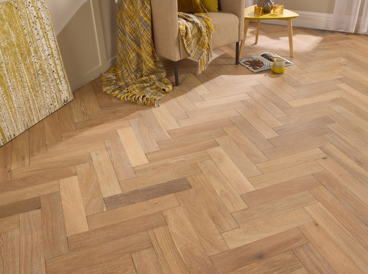 12mm Smoked Grey Engineered Wood Herringbone Flooring