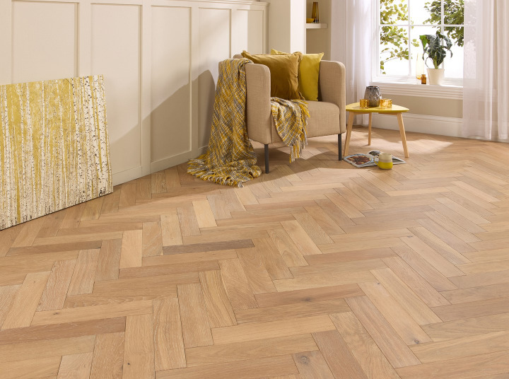 12mm Smoked Grey Engineered Wood Herringbone Flooring
