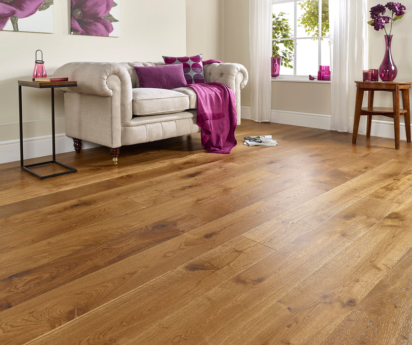 15x190mm Smoked Brushed & Lacquered Engineered Oak Flooring
