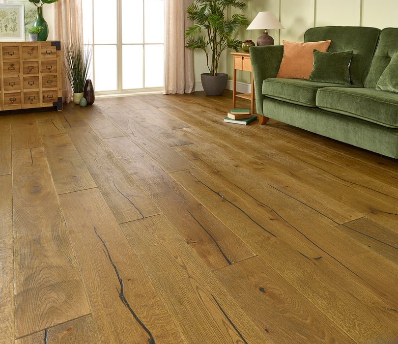 15x220mm Golden Distressed Oak Wide Plank