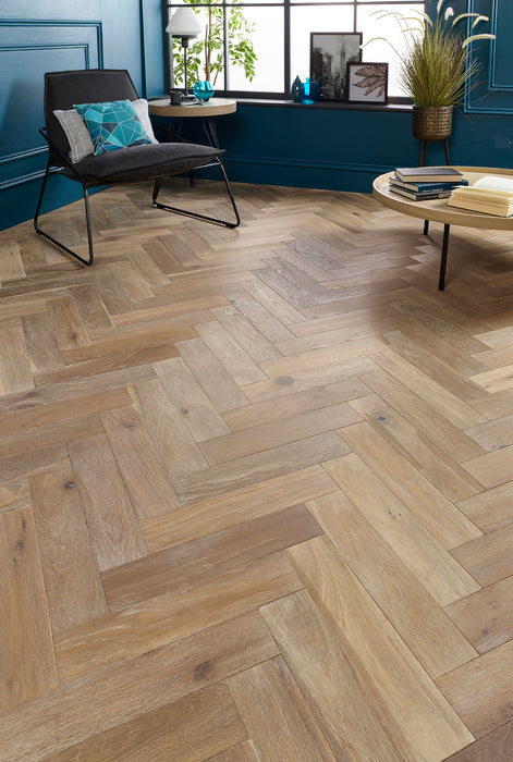 Smoked Grey Hardwax Oiled Engineered Oak Herringbone