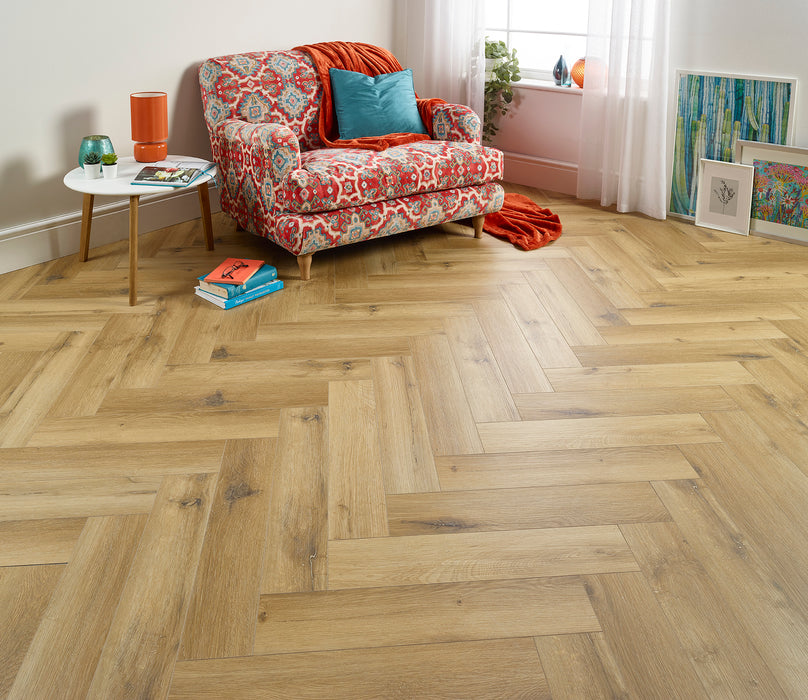 Light Oak SPC Rigid Core Click Vinyl Herringbone
