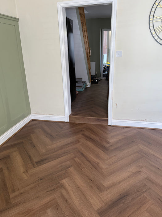 Truffle Oak Herringbone SPC Rigid Core Click Vinyl