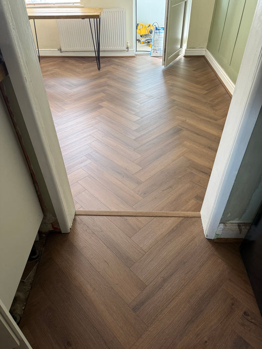 Truffle Oak Herringbone SPC Rigid Core Click Vinyl