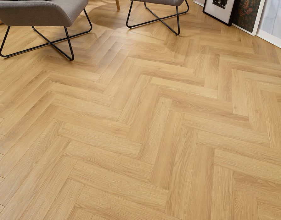 Light Oak Stockholm 12mm Herringbone Laminate