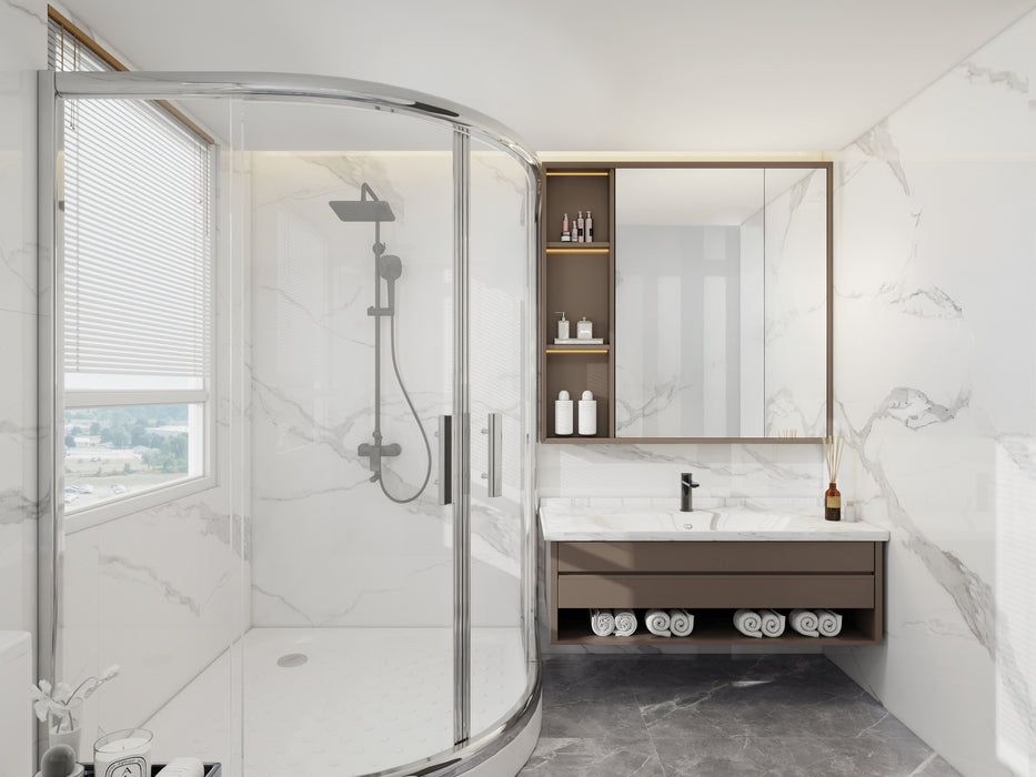 Carrara Marble Gloss PVC Solid Core T&G Shower Panel