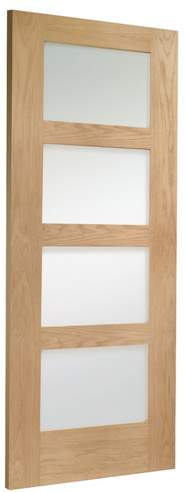 XL-Joinery | Internal Oak Shaker 4 Panel Door with Clear Glass Unfinished