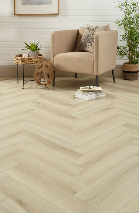 Malmo Oak SPC Rigid Core Click Vinyl Herringbone - Newland Floors and Doors