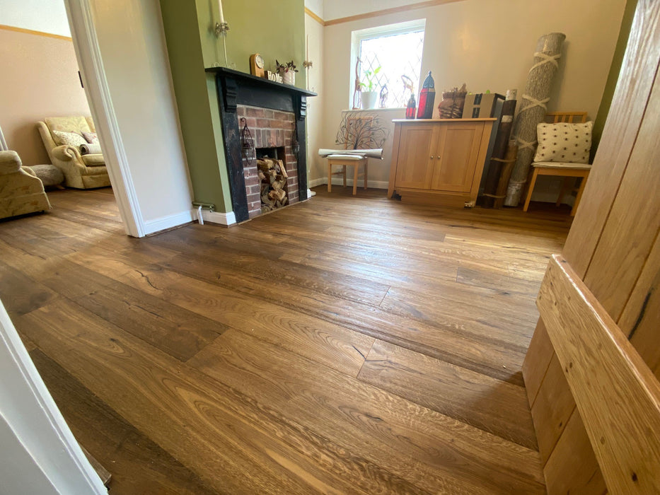 14x240mm Super Rustic Grade Smoked Hand scraped Oak