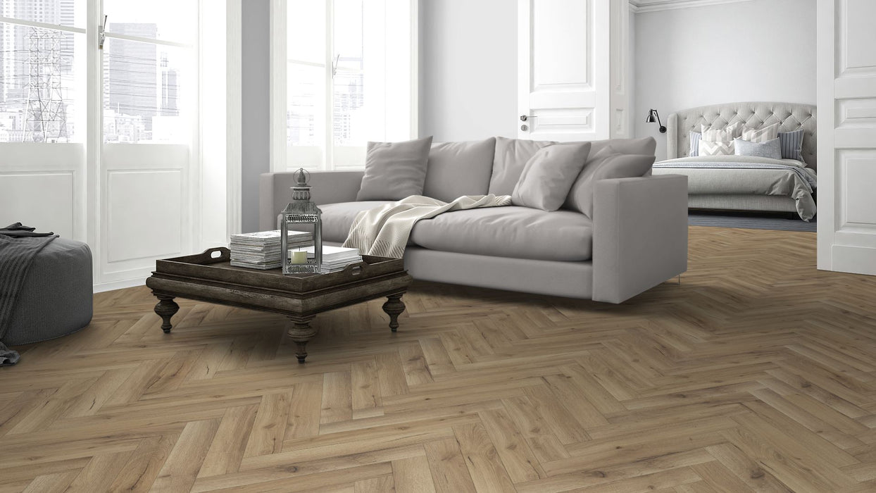 Premium 12mm Laminate Herringbone Albany Oak