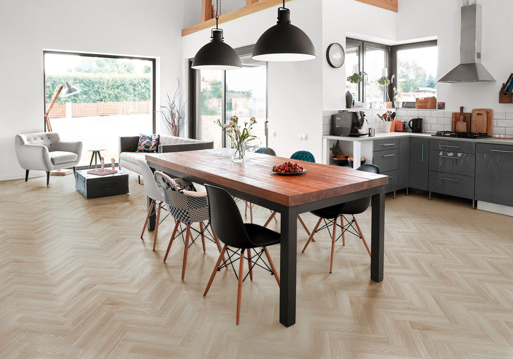 Luvanto | Premium Click Plus Herringbone Latte Oak