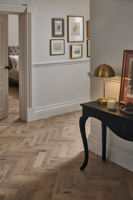 Woodpecker | Dartmouth Pewter Oak Herringbone 90mm
