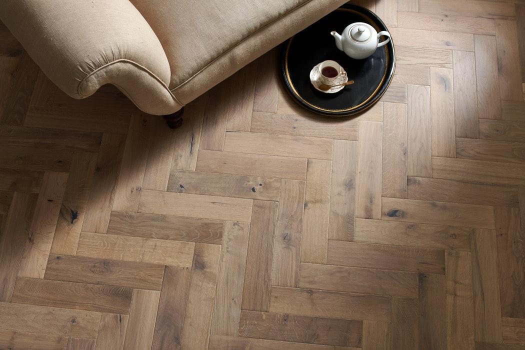 Woodpecker | Dartmouth Pewter Oak Herringbone 90mm