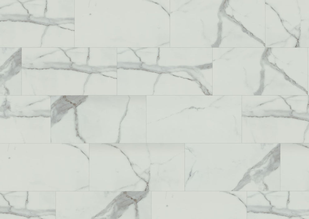 Carrara White Marble Matt Tile SPC Rigid Core Click Vinyl