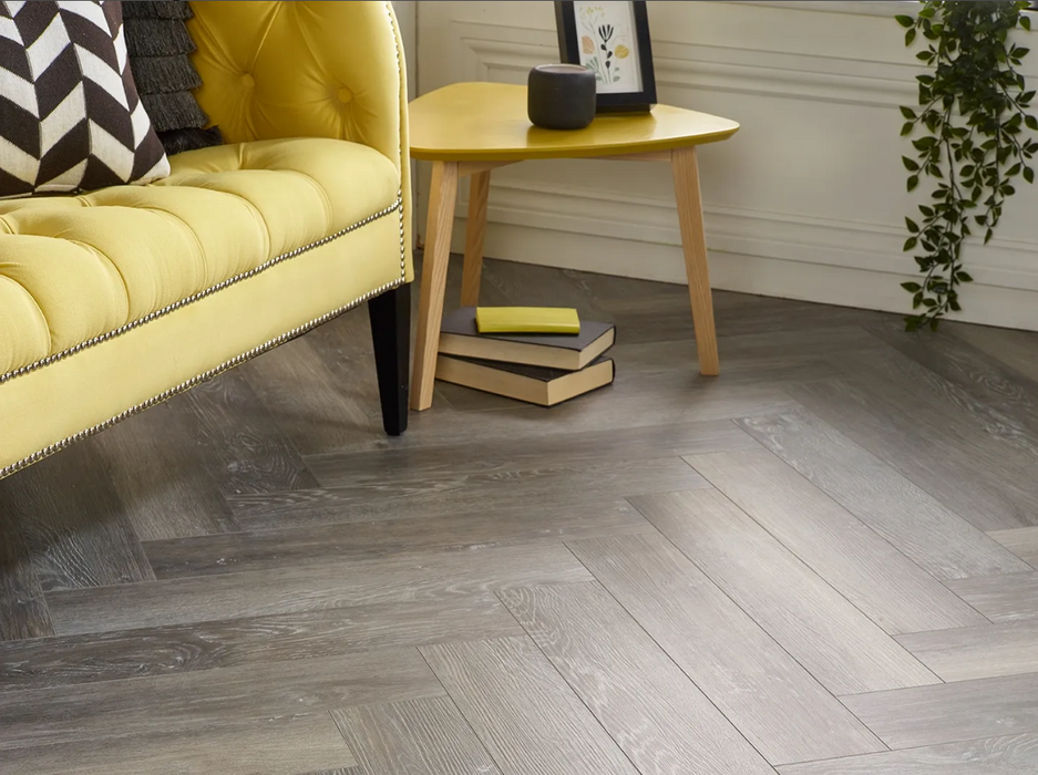 Grey Antique Oak SPC Rigid Core Click Vinyl Herringbone