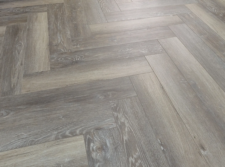 Grey Antique Oak SPC Rigid Core Click Vinyl Herringbone