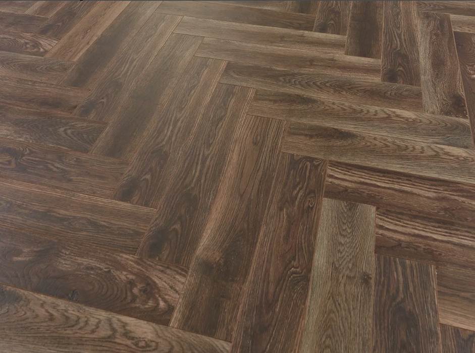 Burnt Antique Oak Gothenburg 12mm Herringbone Laminate
