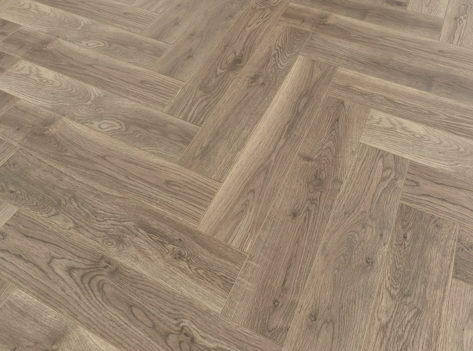 Grey Beige Oak Oslo 12mm Herringbone Laminate