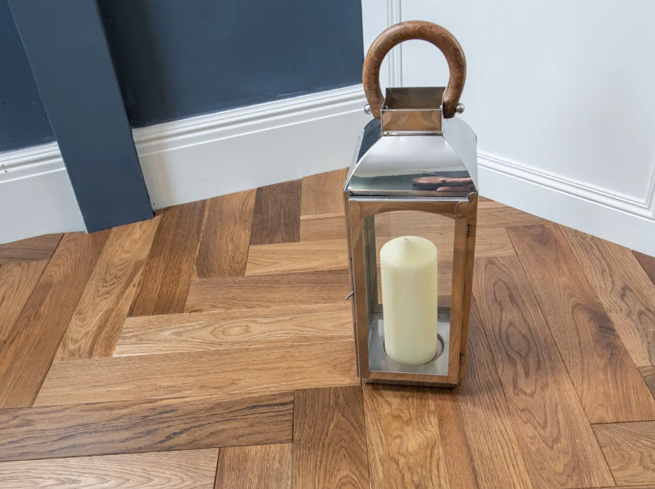 Smoked Brushed & Lacquered Engineered Oak Herringbone