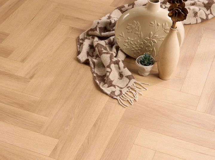 Beige Oak Tromso 12mm Herringbone Laminate