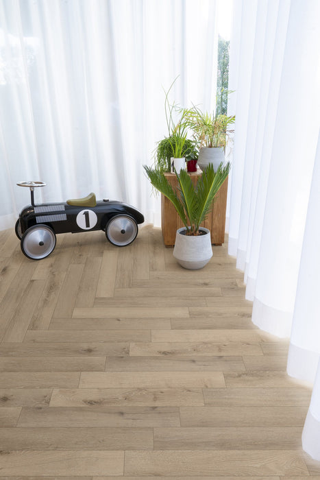 Coretec Authentics Nimbus herringbone flooring fitted in a room