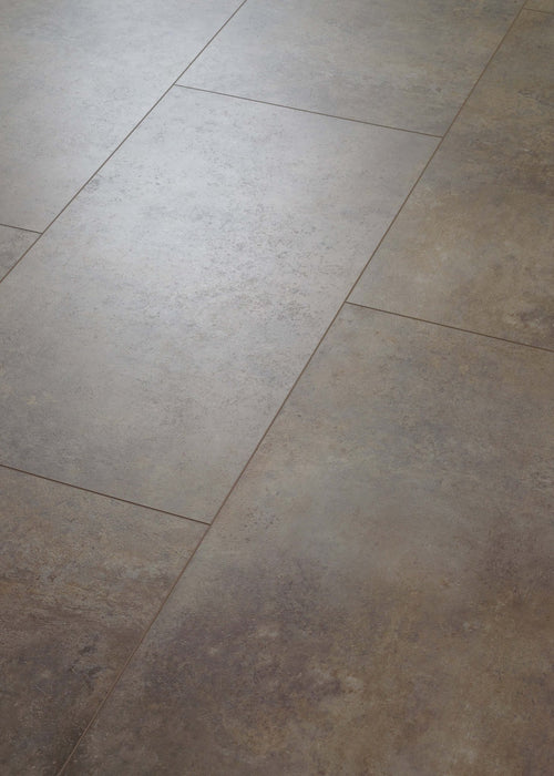 Coretec Authentics Clement tile flooring, angled close-up of the surface