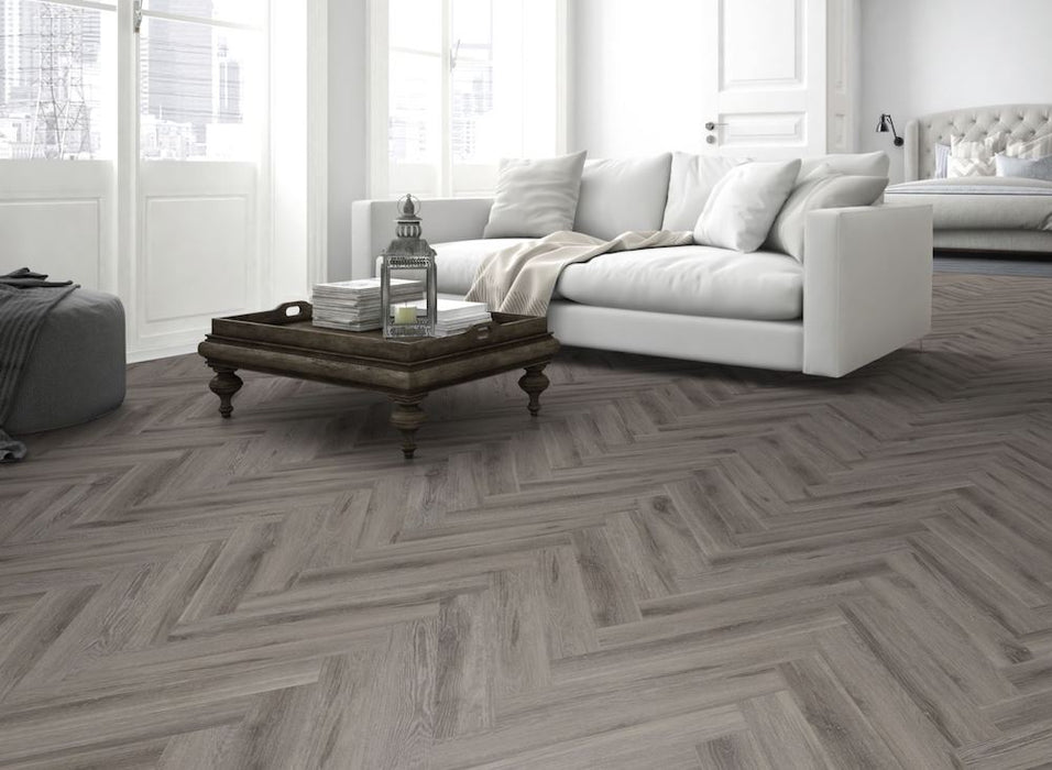 Wood Innovations | Lignum Core Herringbone Rustic Grey Oak