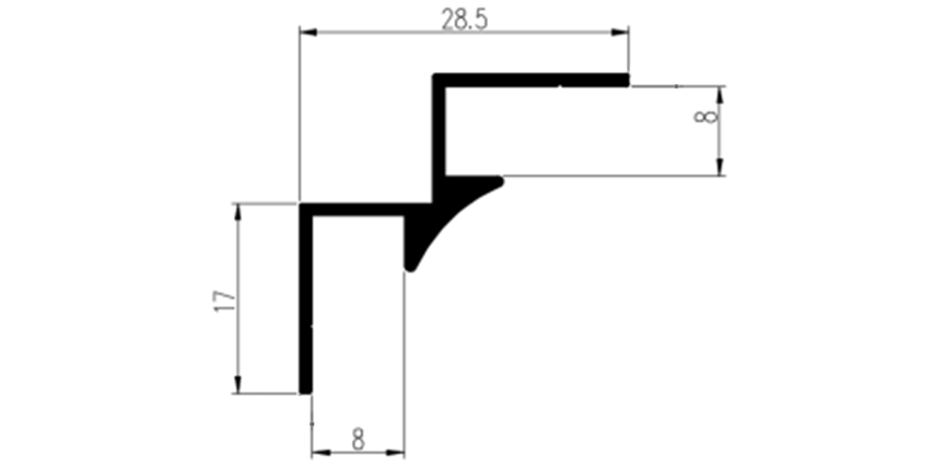 Shower Panel Internal Corner Trim Silver 2400mm x 8mm