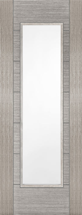 Mendes | Light Grey Corsica 1 Light Glazed Modern V-Groove Internal Door