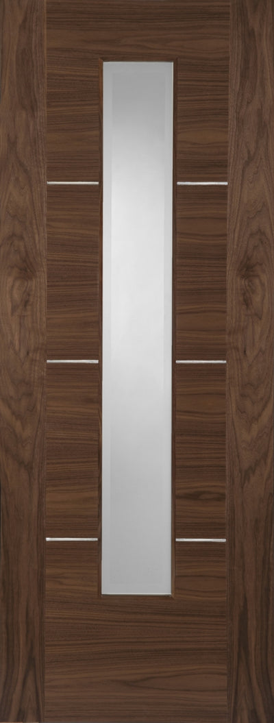 Mendes | Nova 1 Light Glazed Aluminium Inlay Internal Walnut Door