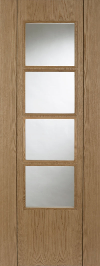 Mendes | Vision 4 Light Glazed Walnut Inlay Internal Oak Door