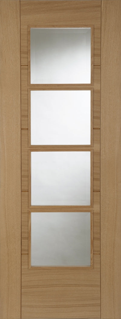 Mendes | ISEO Quarter Cut Veneer Central 4 Light Glazed V-Groove Internal Oak Door