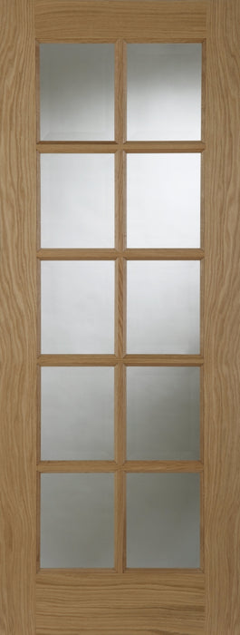 10 Light Glazed Recessed Oak Internal Door - Unfinished