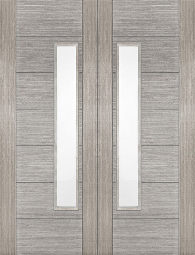 Mendes | Light Grey Corsica 18G Clear Glazing Modern V-Groove Internal Doors