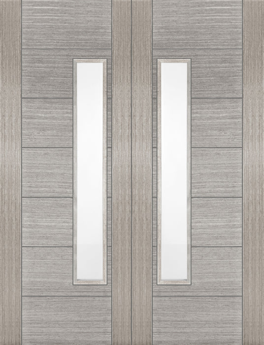 Mendes | Light Grey Corsica 18G Clear Glazing Modern V-Groove Internal Doors