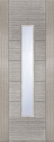 Mendes | Light Grey Corsica 18G Clear Glazing Modern V-Groove Internal Door